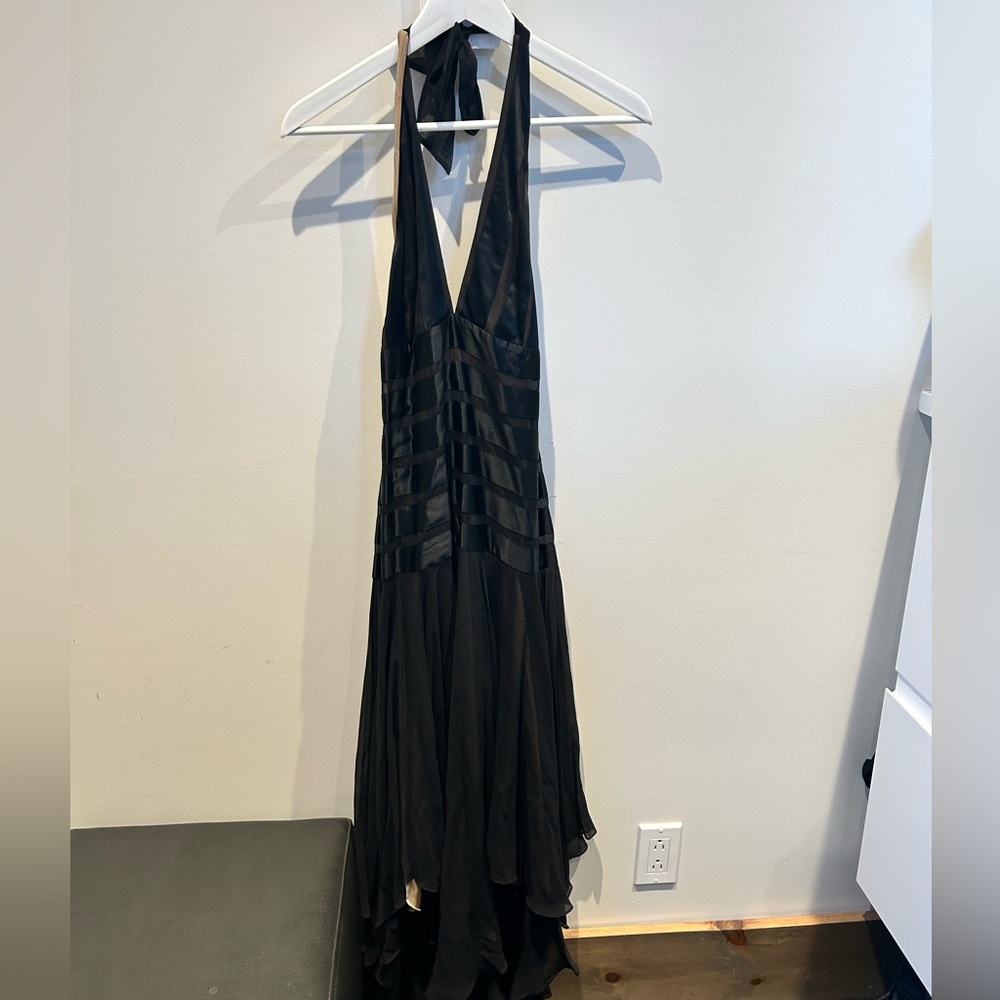 BCBGMaxAzria Black Halter-Backless Evening Dress